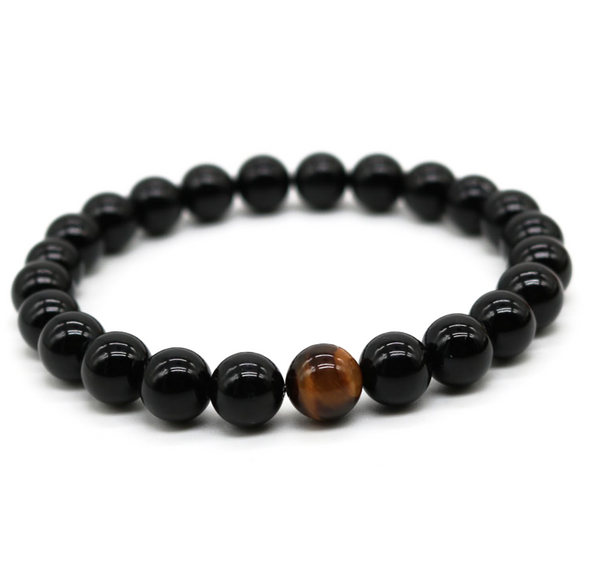 black agate gemstone men's bracelet natural luxury