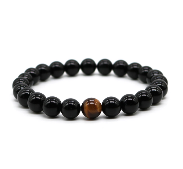 black agate gemstone men's bracelet natural luxury