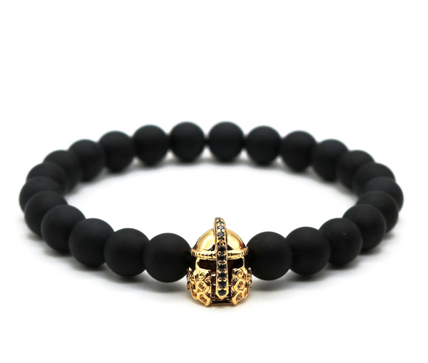 black agate gemstone men's bracelet natural luxury