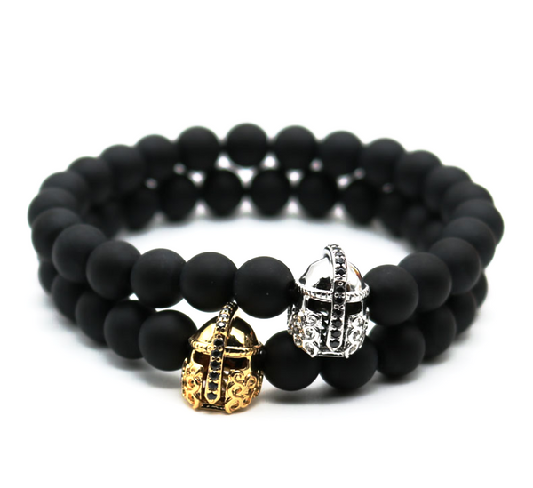 black agate gemstone men's bracelet natural luxury