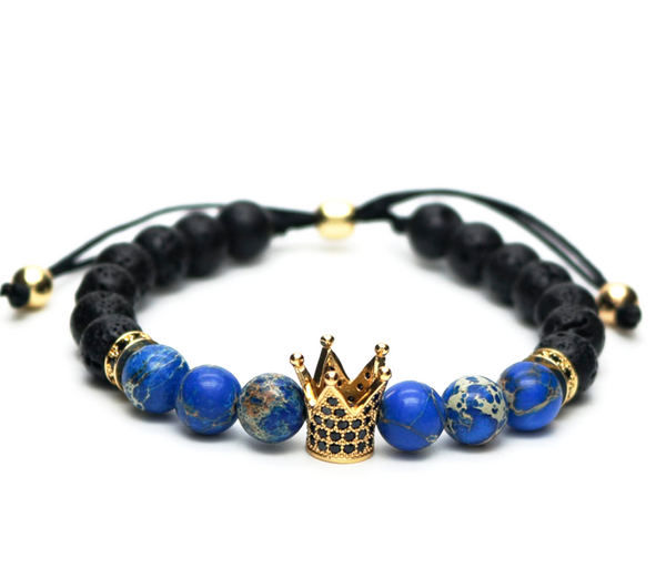black lava gemstone men's bracelet natural luxury