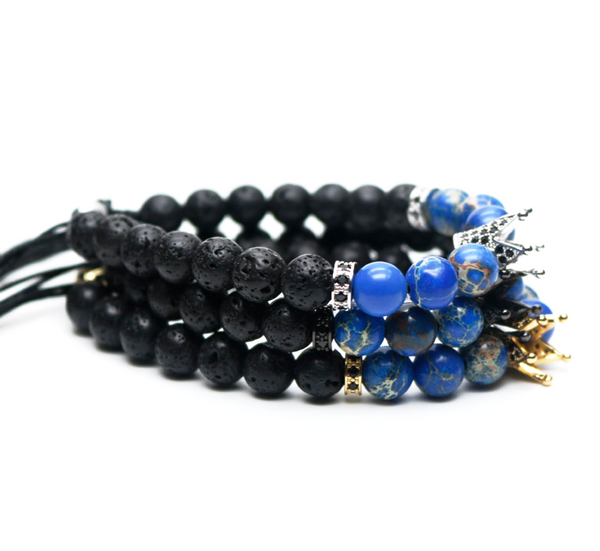 black lava gemstone men's bracelet natural luxury