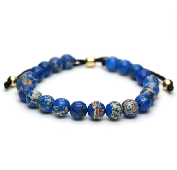 blue agate gemstone men's bracelet natural luxury