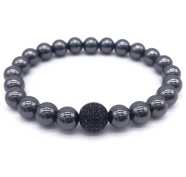 hematite stone men's bracelet natural luxury
