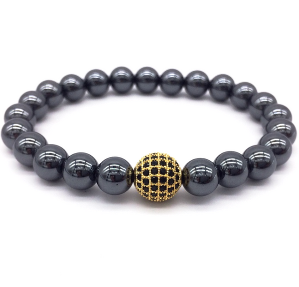hematite stone men's bracelet natural luxury